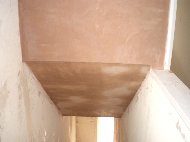 Freshly plastered ceiling