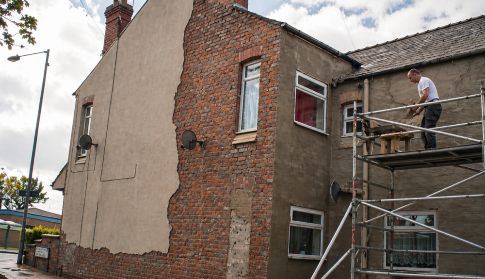 Rendering the gable wall of a house